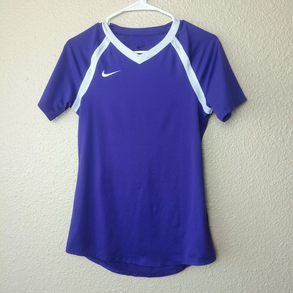 Nike Soccer Jersey Top Short Sleeves Purple‎ Womens Dri-Fit Size S - Small -